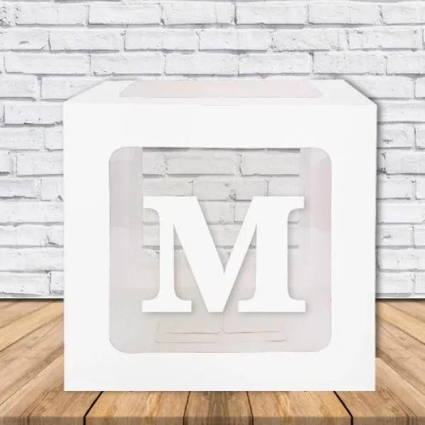 M - Harfi Şeffaf Kutu Beyaz 25 cm