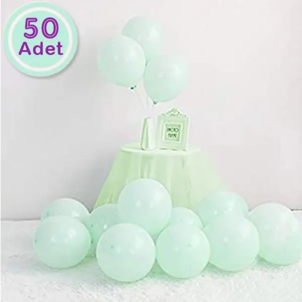 Makaron Balon Mint Yeşili 50 Adet