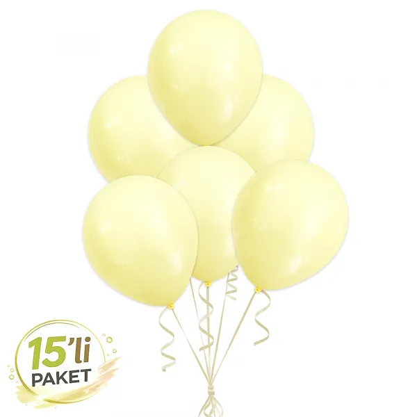 Makaron Balon Sarı (15 Adet)