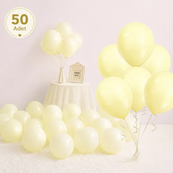 Makaron Balon Sarı (50 Adet)