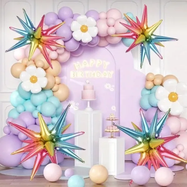 Makaron Renkli Kutup Yıldızı Folyo Balon 55 cm