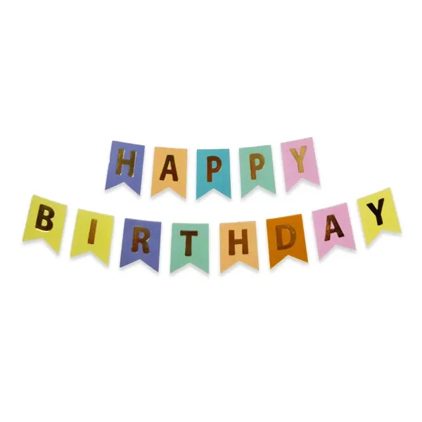 Makaron Renkli Yaldızlı Happy Birthday Yazısı-210 cm