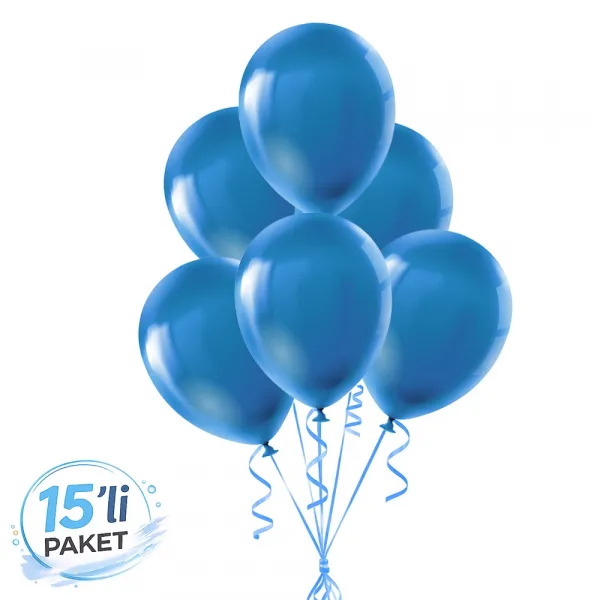 Mavi Balon Metalik (15 Adet)