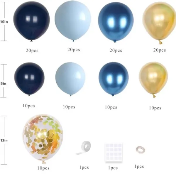 Mavi - Gold Doğum Günü Balon Dekorasyon Seti