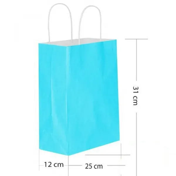 Mavi Kağıt Çanta Büyük Boy (31x25 cm)