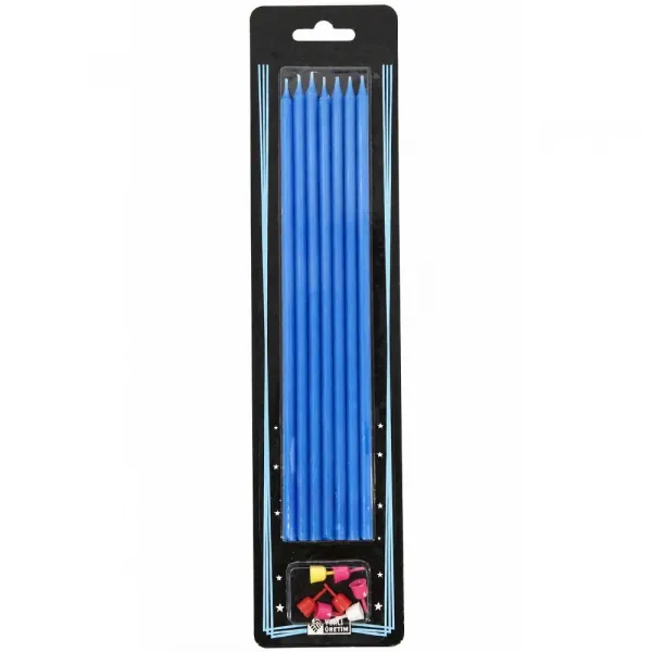 Mavi Uzun Pasta Mumu (20 cm - 7 Adet)