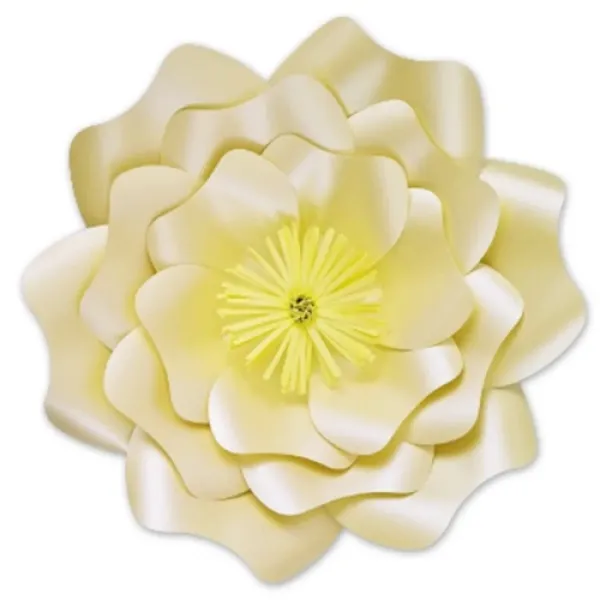 Metalik Açık Sarı Kağıt Çiçek (Gül Kalıp) 1 Adet 30 cm