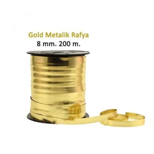 Metalik Altın Sarısı Rafya (200 M - 8 mm)