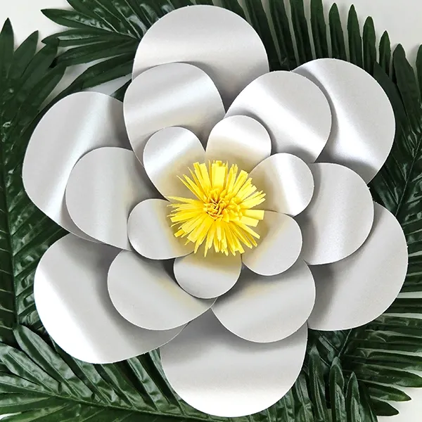 Metalik Gümüş Kağıt Çiçek 1 Adet (30 cm)