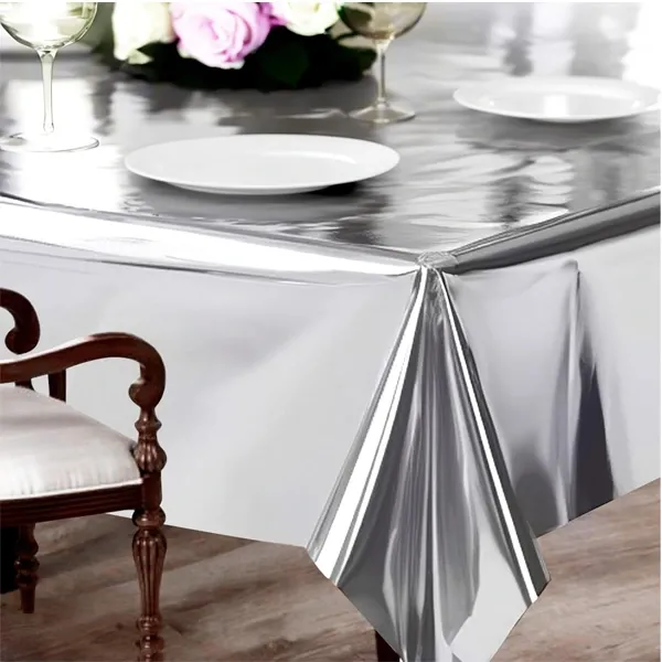 Metalik Gümüş Masa Örtüsü (137x183 cm)