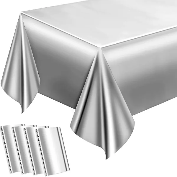 Metalik Gümüş Masa Örtüsü (137x183 cm)