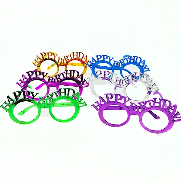 Metalik Karışık Renkli Happy Birthday Gözlük (1 Adet)