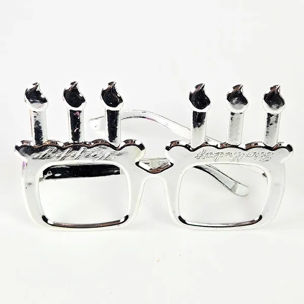 Metalik Karışık Renkli Mumlu Happy Gözlük 1 Adet