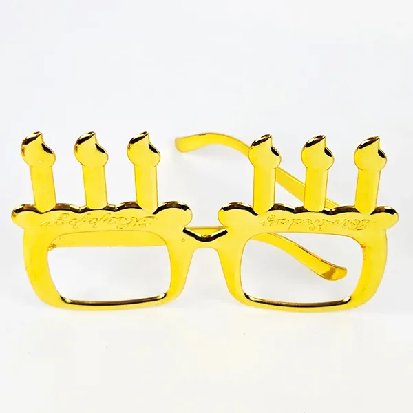 Metalik Karışık Renkli Mumlu Happy Gözlük 1 Adet