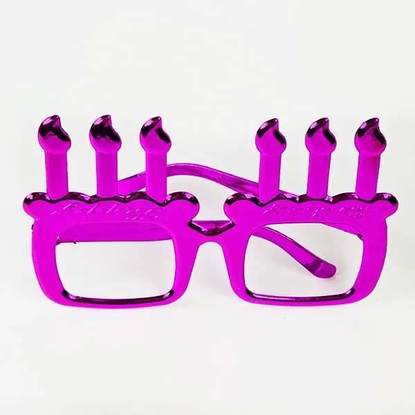 Metalik Karışık Renkli Mumlu Happy Gözlük 1 Adet