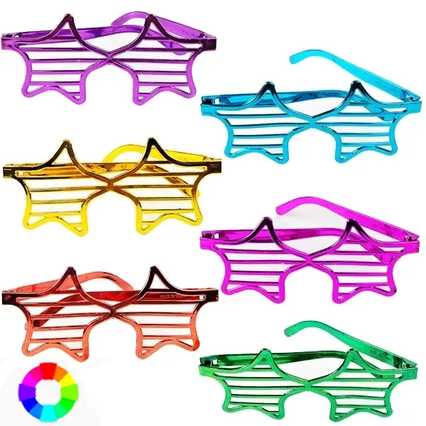 Metalik Karışık Renkli Yıldız Gözlük 1 Adet