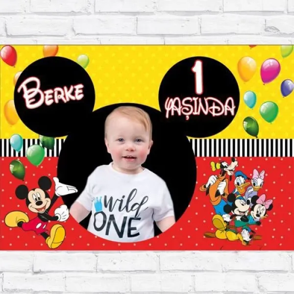Mickey Mouse Doğum Günü Parti Afişi 70*100 cm