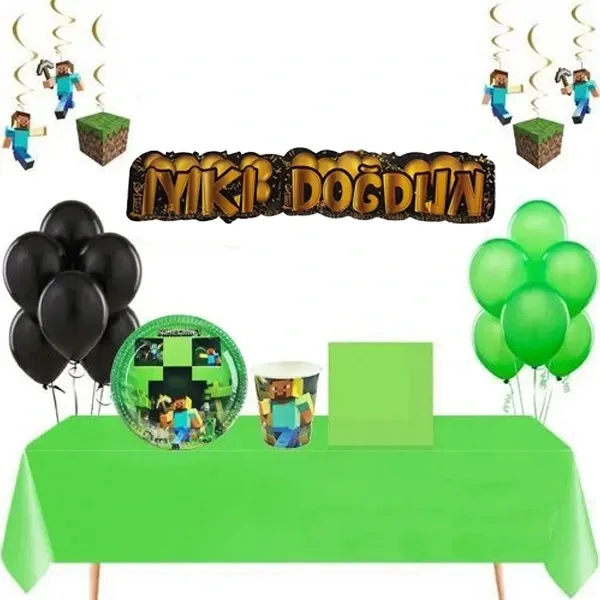 Minecraft Doğum Günü Konsepti Parti Seti 8 Kişilik