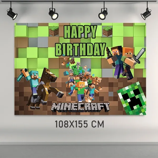 Minecraft Doğum Günü Parti Afişi (108x155 cm)