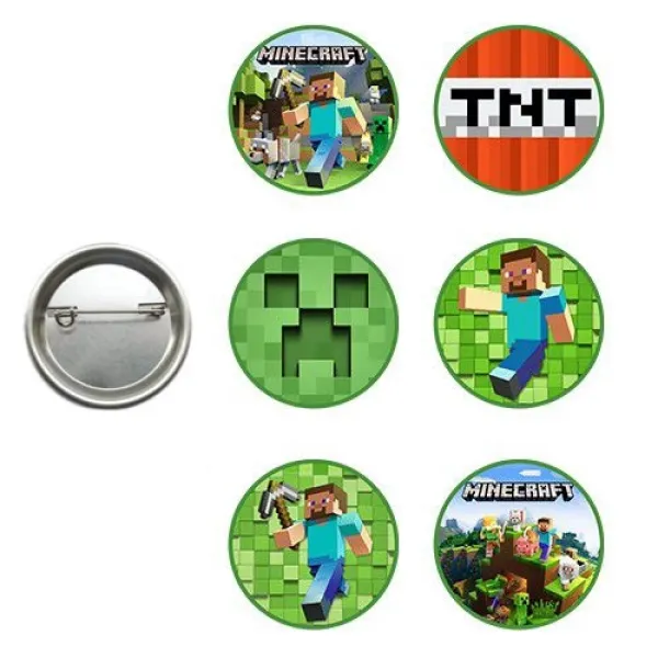 Minecraft Hediyelik Parti Rozeti (6 adet)
