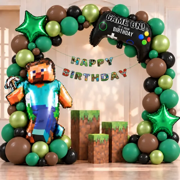 Minecraft Temalı Balon Zincir Seti (65 Adet)