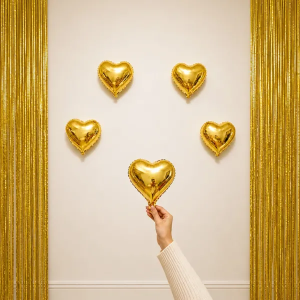 Mini Kalp Folyo Balon Gold 5 Adet (10 inc-25 cm)