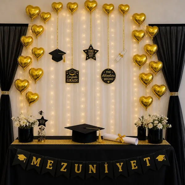 Mini Kalp Folyo Balon Gold 5 Adet (10 inc-25 cm)
