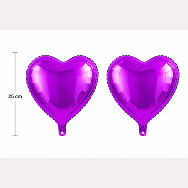 Mini Kalp Folyo Balon Mor 2 Adet (10 inc-25 cm)