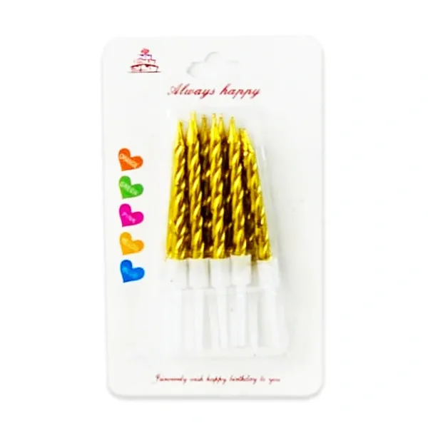 Mini Metalik Gold Spiral Mum (10 Adet)