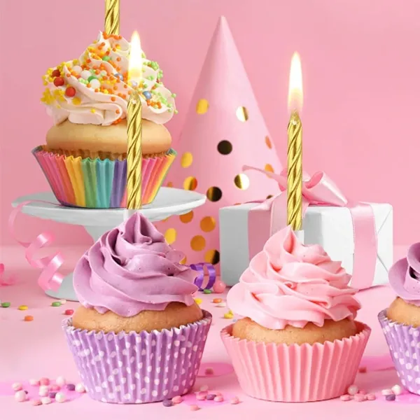 Mini Metalik Gold Spiral Mum (10 Adet)