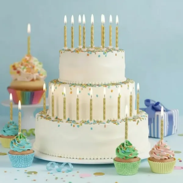 Mini Metalik Gold Spiral Mum (10 Adet)