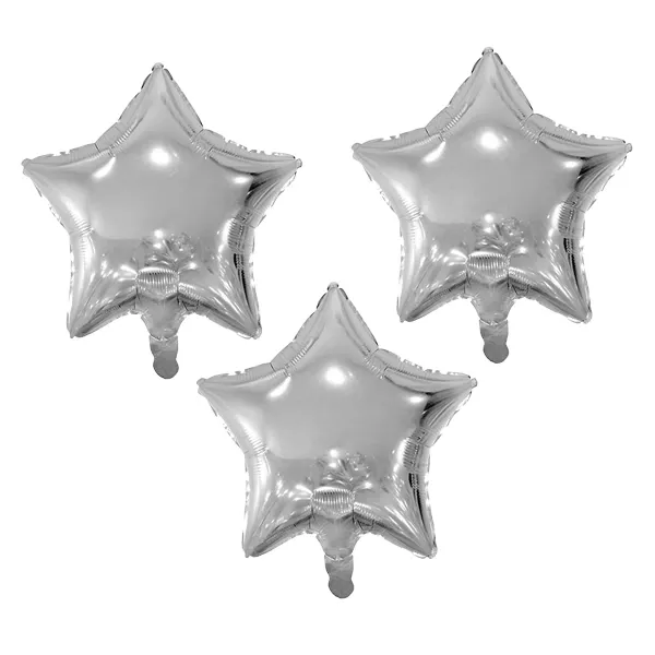 Mini Yıldız Folyo Balon Gümüş 3 Adet (10 inc-25 cm)