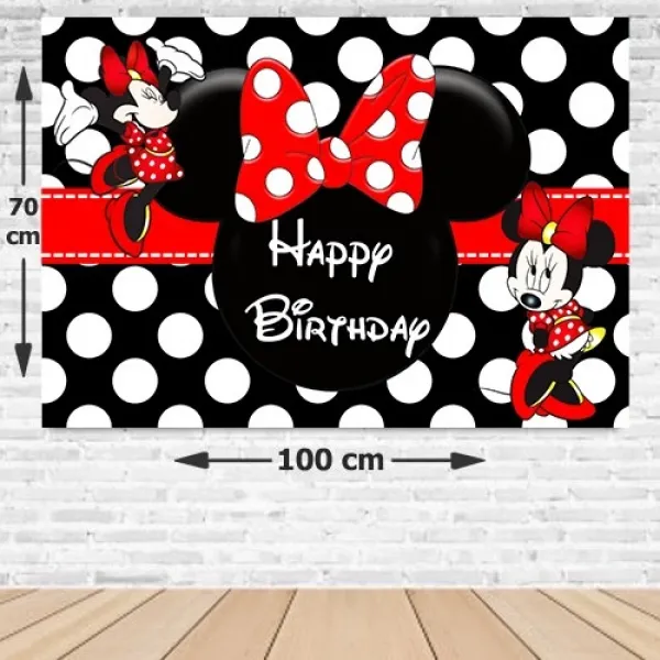 Minnie Mouse Doğum Günü Afişi Fotosuz 70*100 cm