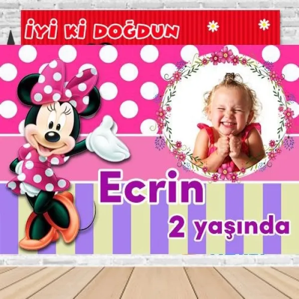 Minnie Mouse Kişiye Özel Parti Afişi 70*100 cm