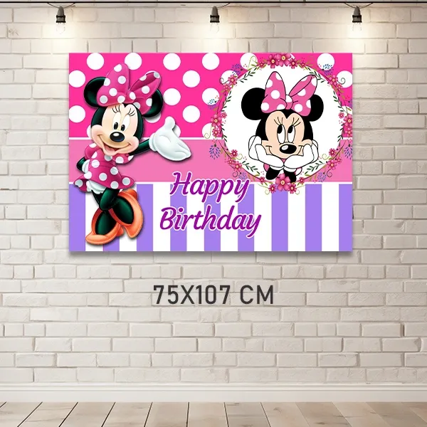Minnie Mouse Pembe Doğum Günü Afişi (75x107 cm)