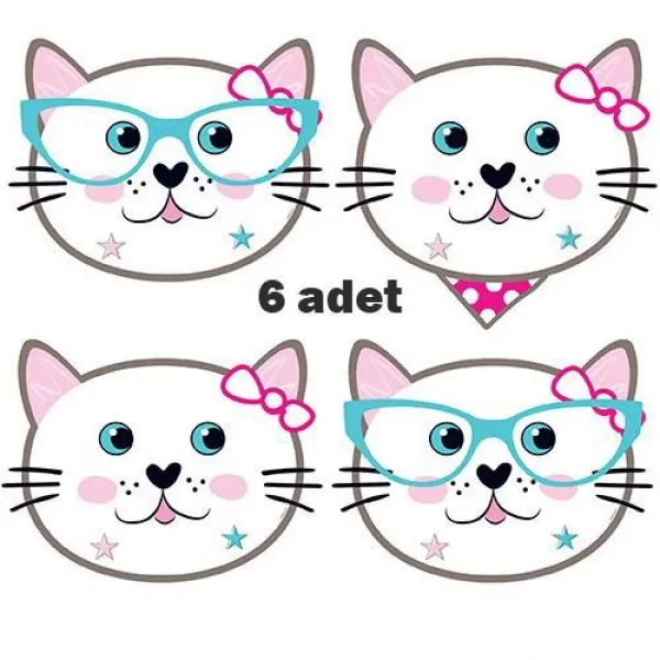 Miss Cat Kağıt Maske 6 Adet