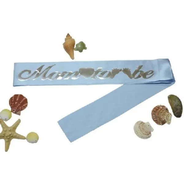 Mom To Be Kuşak Mavi Üzeri Gümüş