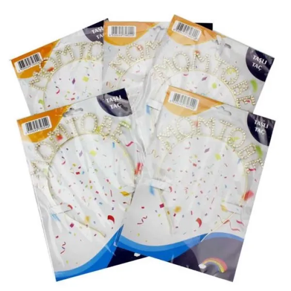 Mom To Be Swarovski Taşlı Gold Taç