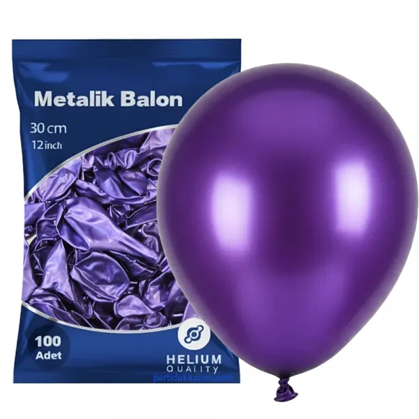 Mor Balon Metalik 100 Adet