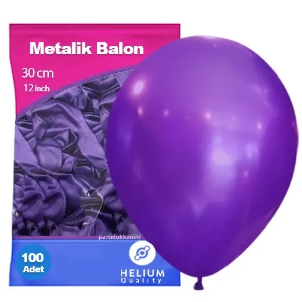Mor Balon Metalik 100 Adet