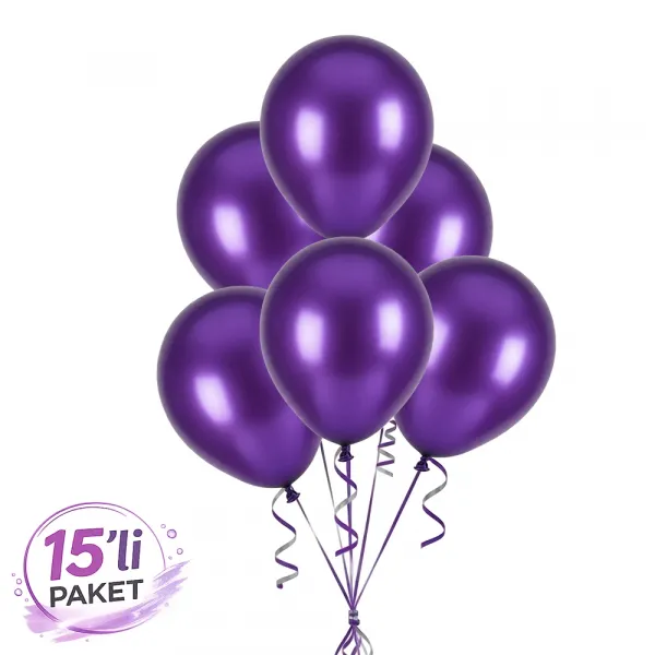 Mor Balon Metalik (15 Adet)