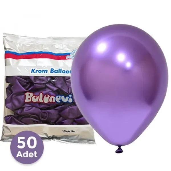 Mor Krom Balon 50 Adet (30 cm)