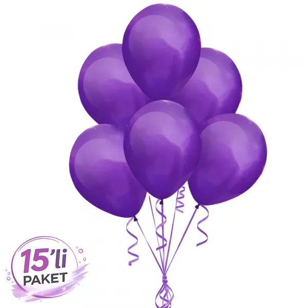 Mor Pastel Balon 15 Adet