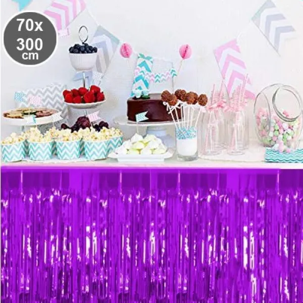 Mor Püsküllü Masa Eteği 70*300 cm