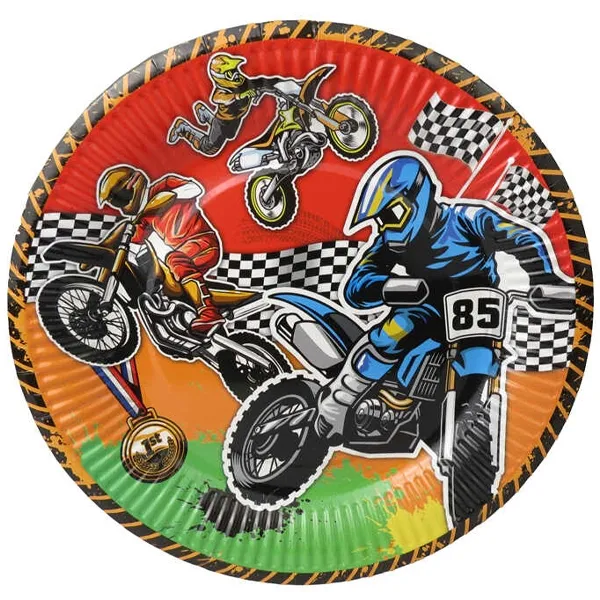 Motosiklet Temalı Karton Tabak (8 adet)