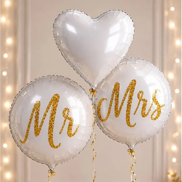 Mr & Mrs Kalp Folyo Balon Seti (3 Adet)