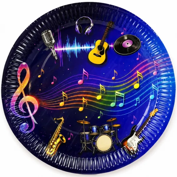 Müzik Temalı Karton Tabak (8 Adet)