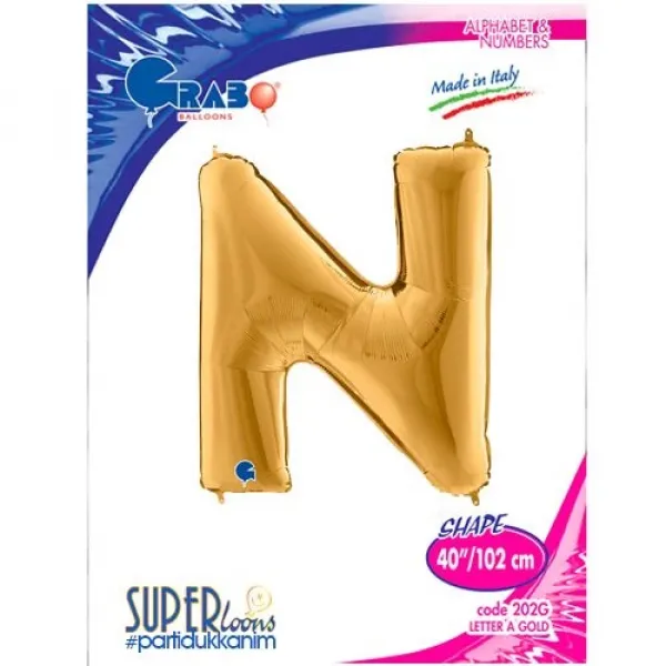 N Harf Folyo Balon – Gold – 100 cm (40 inch)