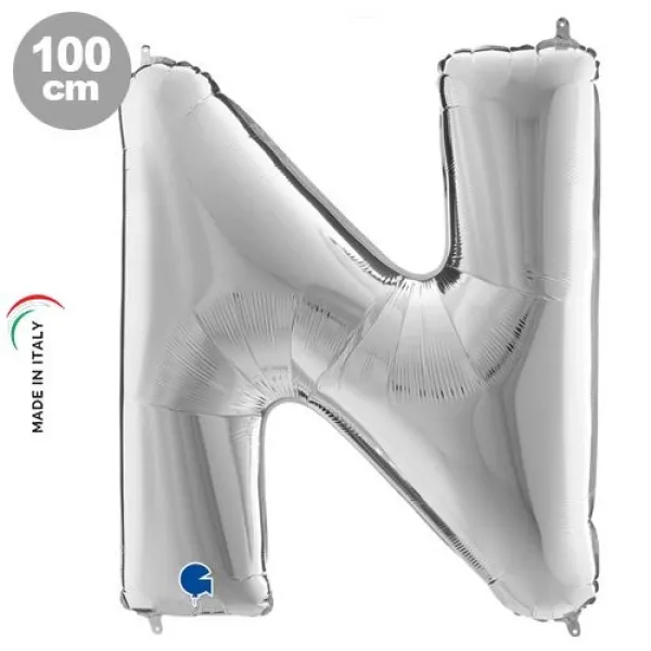 N Harf Folyo Balon – Gümüş – 100 cm (40 inch)