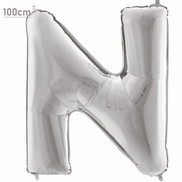 N Harf Folyo Balon – Gümüş – 100 cm (40 inch)